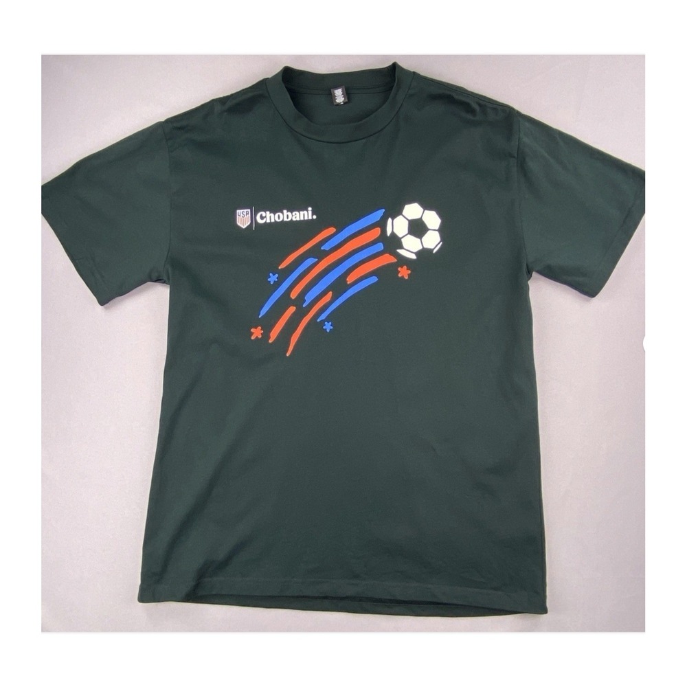 AS Colour T-Shirt Mens Med Green Chobani Soccer USA Feed The Dream Heavy Cotton